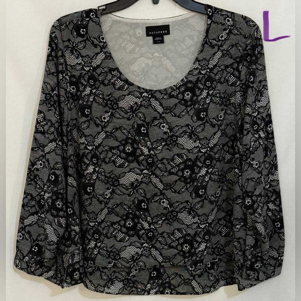 Metaphor Black and White Graphic Blouse
